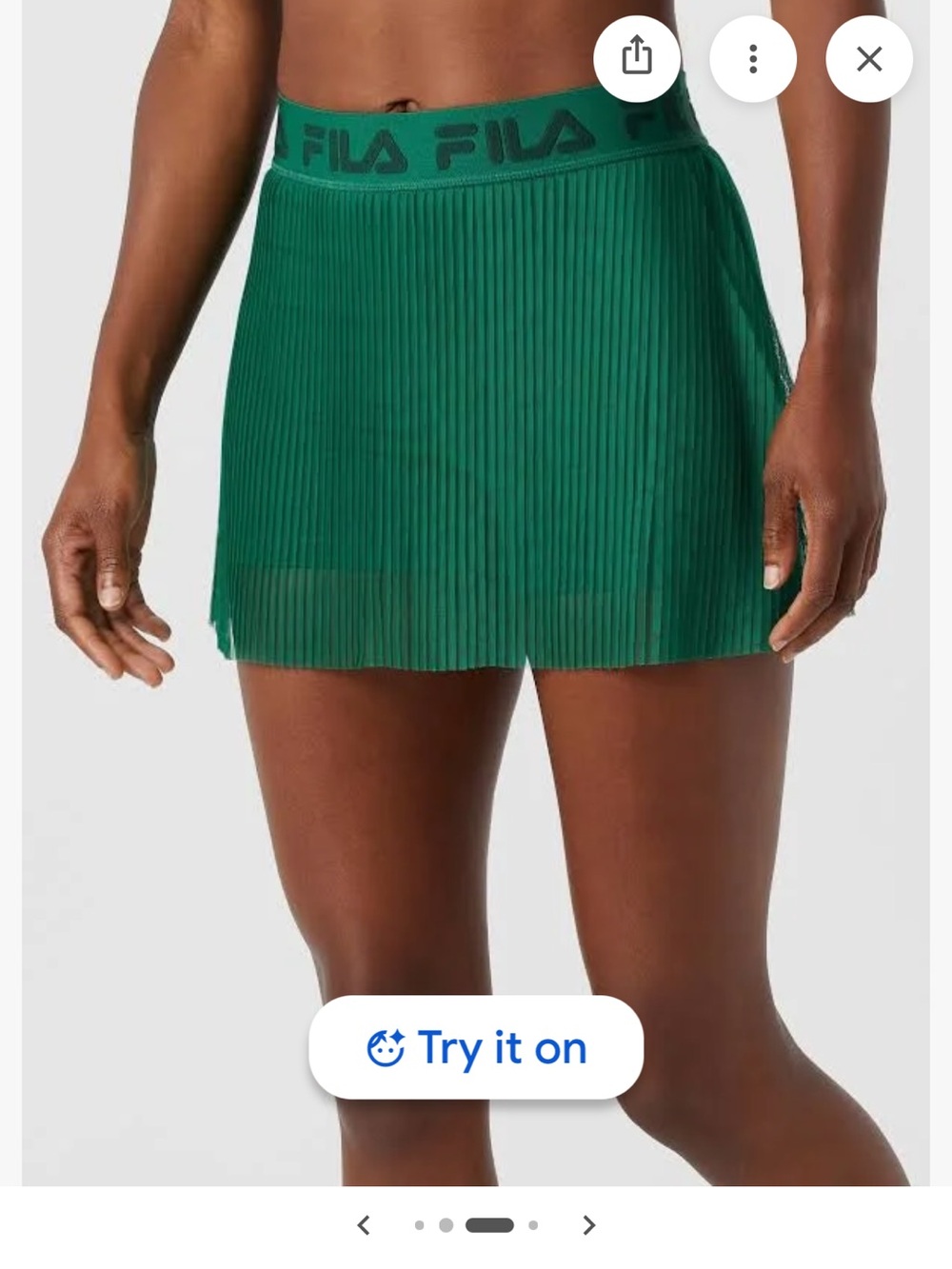Fila Emerald Green Pleated Mini Skirt